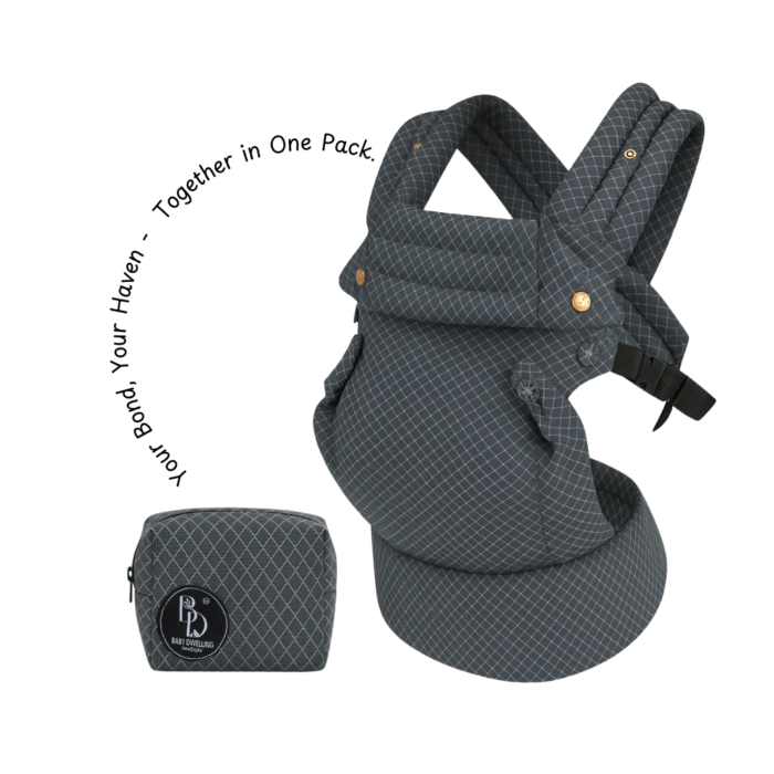 COMBO (1 Baby Carrier + 1 Pouch) Dark Grey Diamond